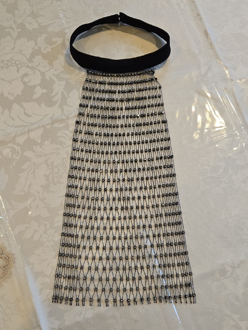 Black Beaded Necklace Choker Overlay